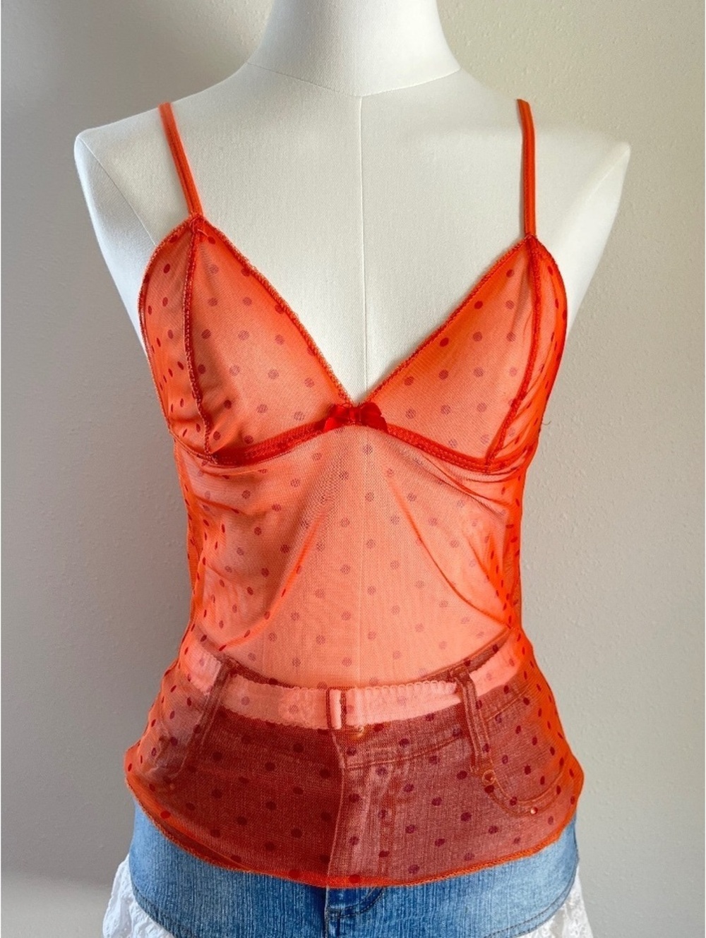 Y2K Satori Intimates Orange Sheer Cami